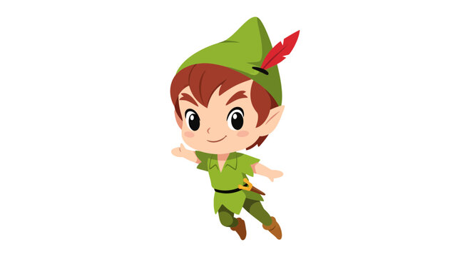 Peter Pan Vector Illustration, Cartoon Style Graphic for Children's Book, Design