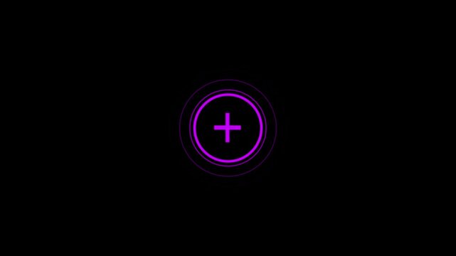 Black Background With Concentric Circles And A Purple Plus Symbol Icon image photo