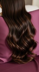 Naklejka premium Shiny Healthy Hair on Luxury Mulberry Silk Pillowcase for Hair Care