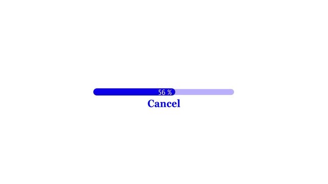 Blue loading bar at 33 percent with cancel button on white background progress bar download