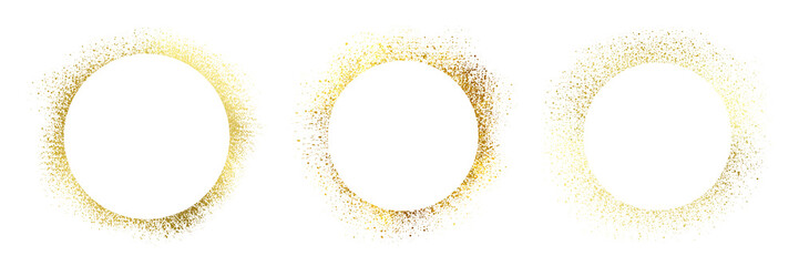 Luxury gold glitter circle frames on transparent background. Elegant golden dust ring border. © SOUMYA