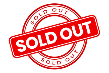 red sold out round stamp label element png file