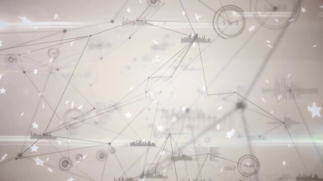 Camera starting slow pan, network shifting lines and nodes while rings pulsing to show connectivity