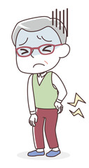 腰痛で苦しむシニア男性（ぎっくり腰）