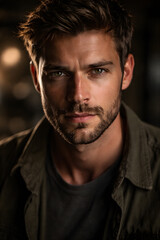 Obraz premium Portrait of a man with intense gaze