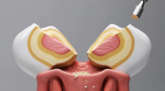 Medical Illustration Tooth Drill in Pulp Chamber