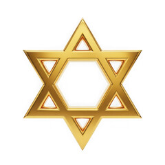 The star of david symbol in gold color isolated on transparent background