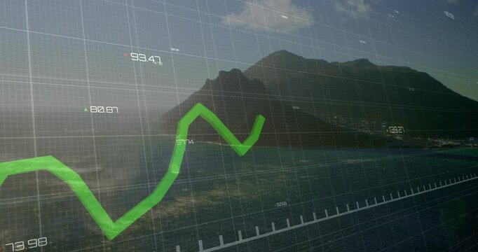 Thick green line appearing lower-left and tracing series across coastal grid, showing trends