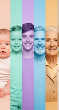Human Life Cycle and Aging Concept Generation Collage