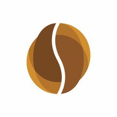 Coffee Bean Icon in Brown and Orange Shades.