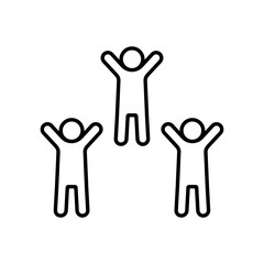 Obraz premium 万歳をする3人の人物のアイコン