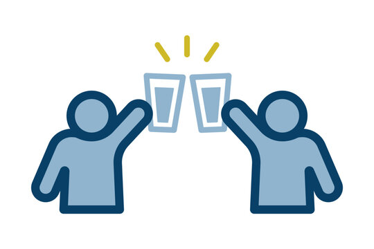飲み会で乾杯する二人のイラスト