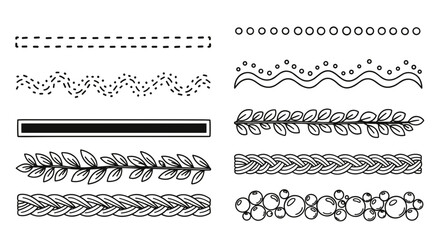 Fototapeta premium Set of decorative handdrawn border and divider elements for design