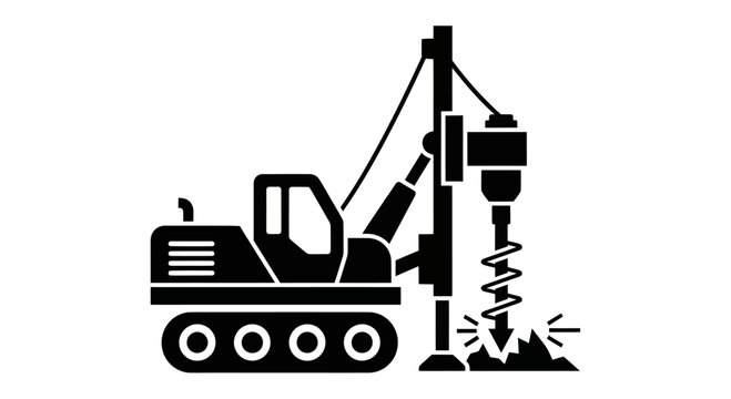 Heavy Duty Drilling Rig Machine Icon for Construction Work.