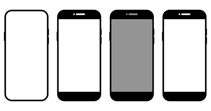 Minimal smartphone mockup with blank mobile screens ontransparent background, for UI design, app presentation, website preview, digital display showcase, and modern device interface template.
