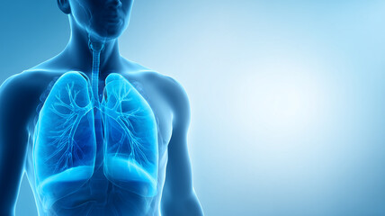 人間の肺の3Dイラスト｜呼吸器系の疾患や炎症、痛みを表現