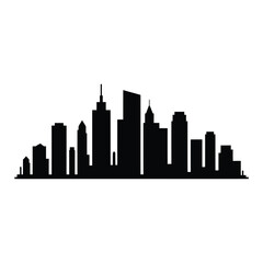 Obraz premium A stark black silhouette of a modern city skyline against white
