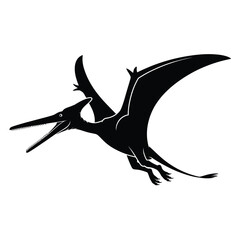 A striking black silhouette of a pterodactyl in mid flight © ABDULLA
