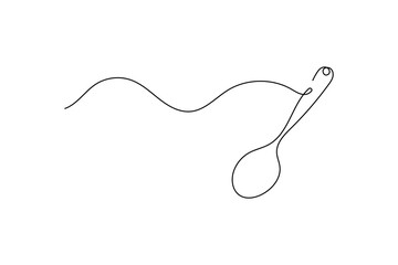 Obraz premium Spoon minimalist continuous line drawing isolated outline vector illustration
