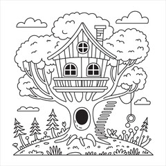 Fototapeta premium house in the forest tree