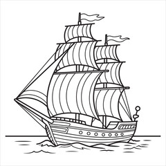 Vector sailing ship icon © Roton art