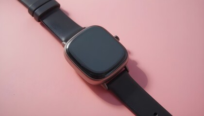Minimal smart watch on pastel background, soft shadow, product shot
