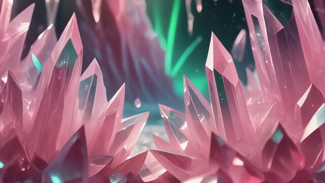 Glowing Pink Crystal Cavern Generative AI