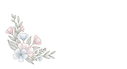 Obraz premium Delicate Floral Corner Design with Pastel Hues and Botanical Elements