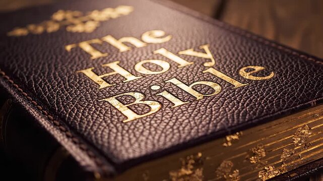 Holy Bible leather cover with gold lettering