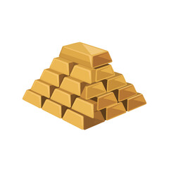 Pyramid stack of golden bullion bars signifies immense wealth, financial success, and precious metal.