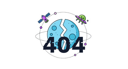 Camping illustration with 404 error message in a circular frame, featuring tents and trees at dusk