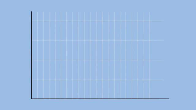 An animated red line graph fluctuates and trends upward across a light blue grid, representing financial growth or data analysis.
