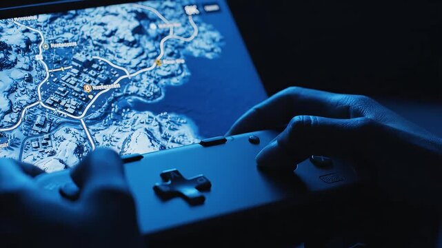 Person playing video game with controller