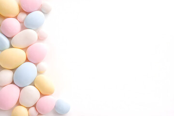 Pastel Candy Egg Border Background with Copy Space