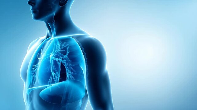 人間の肺のイラストレーション動画｜呼吸器系の疾患や炎症、痛みを表現