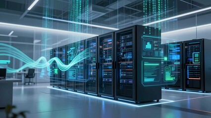 Obraz premium High Tech Cloud Computing Infrastructure for Global Digital Storage