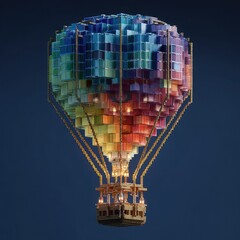 Colorful Mosaic Hot Air Balloon Illustration