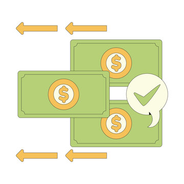 Successful Payment and Money Transfer Concept Cartoon Illustration