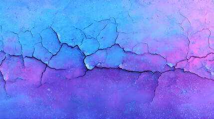 Obraz premium Overhead shot of cracked ice texture with vibrant blue and purple colors 