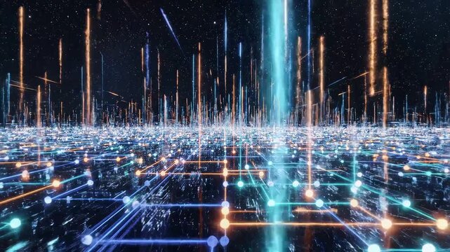 Futuristic digital network in space