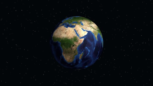 Earth Zoom Animation Transitioning from Space to Volgograd Russia