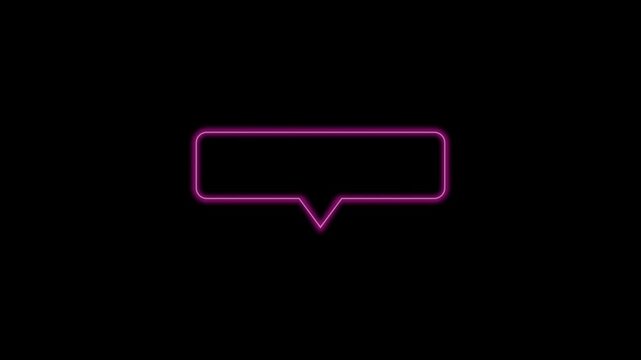 Animation of glowing pink neon speech bubble icon