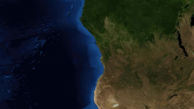Satellite Map Zoom Animation From World View To Luanda Angola