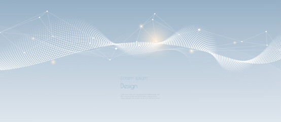 Vector network connection. Abstract mesh, molecular plexus line and cyberspace. Geometric line, dot on white background. Modern digital technology design for data, ai, science, futuristic background © nongkran_ch