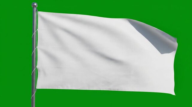 White flag waving on green background