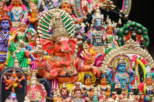 Lord Ganapathy idol displayed for sale in a shop for the golu festival