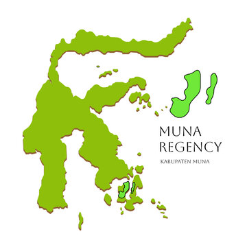 Muna Regency map icon with focused district area on Sulawesi outline. Versatile vector graphic for reports, planning documents, and geographic branding