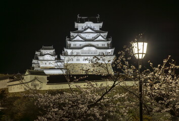 ライトアップされた姫路城　兵庫県姫路市にて