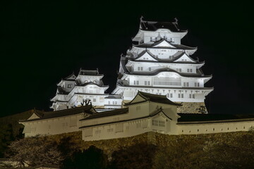 ライトアップされた姫路城　兵庫県姫路市にて