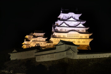 ライトアップされた姫路城　兵庫県姫路市にて